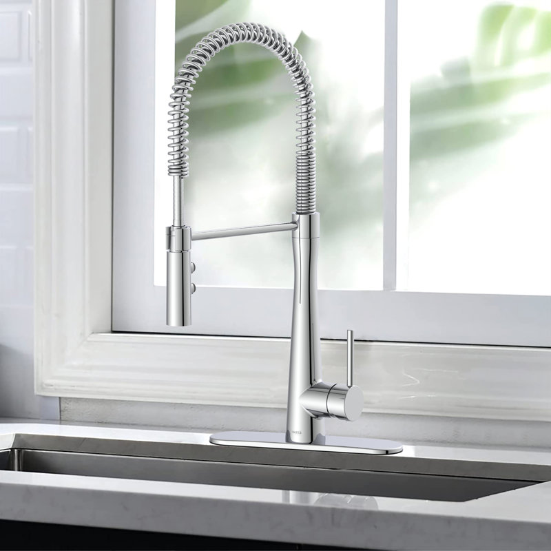 Vetta Pull Out Kitchen Faucet with and with Soap Dispenser, Polished Chrome