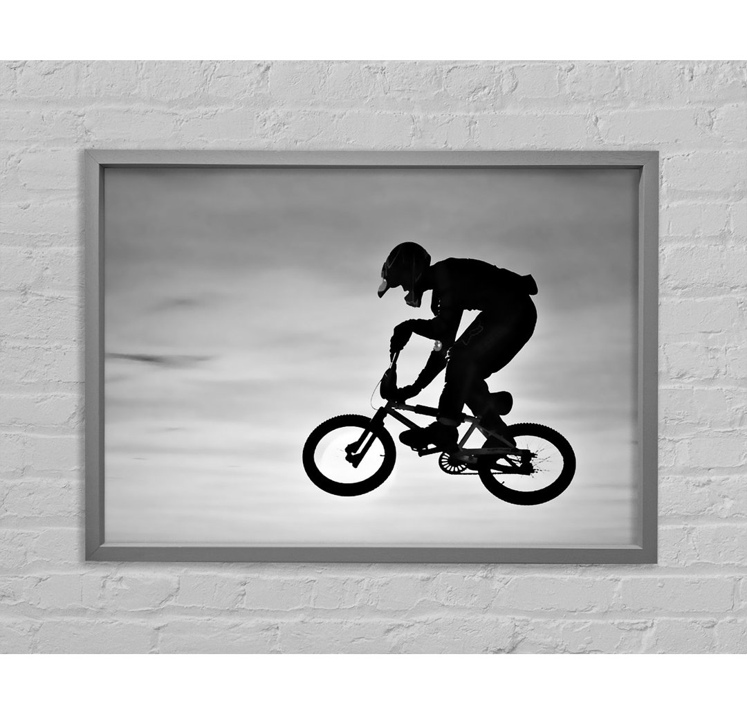 BMX Jump B N W - Einzelbildrahmen Kunstdrucke auf Leinwand