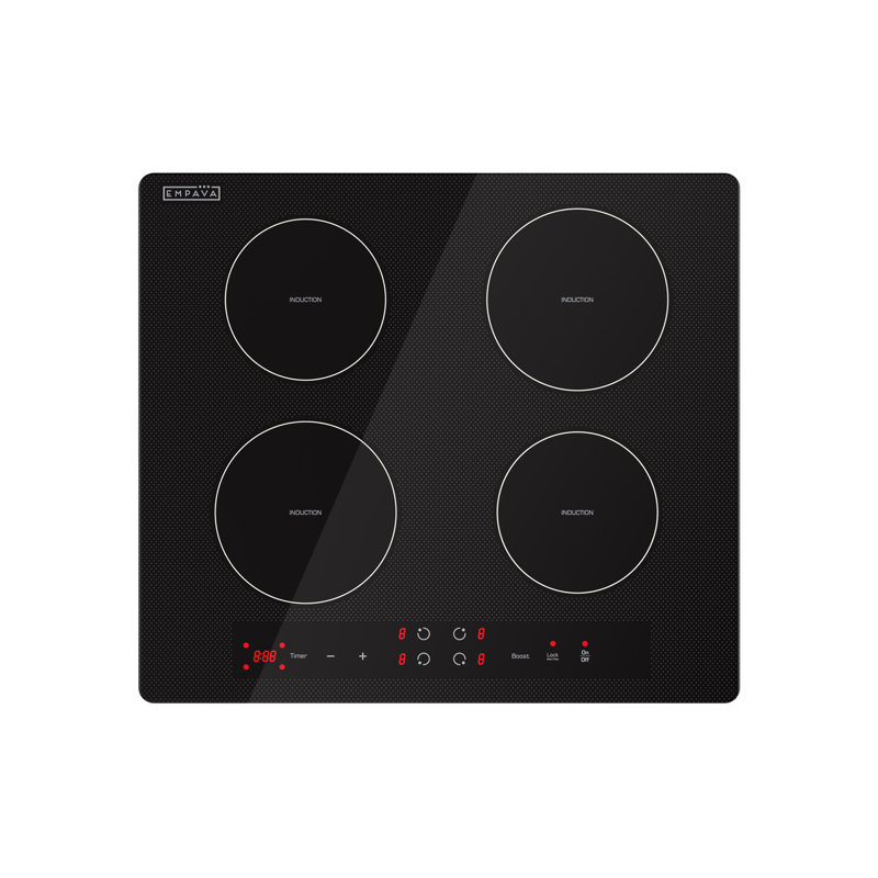 Touch Control, Built-in 24" Induction Cooktop with 4 Elements, in Black