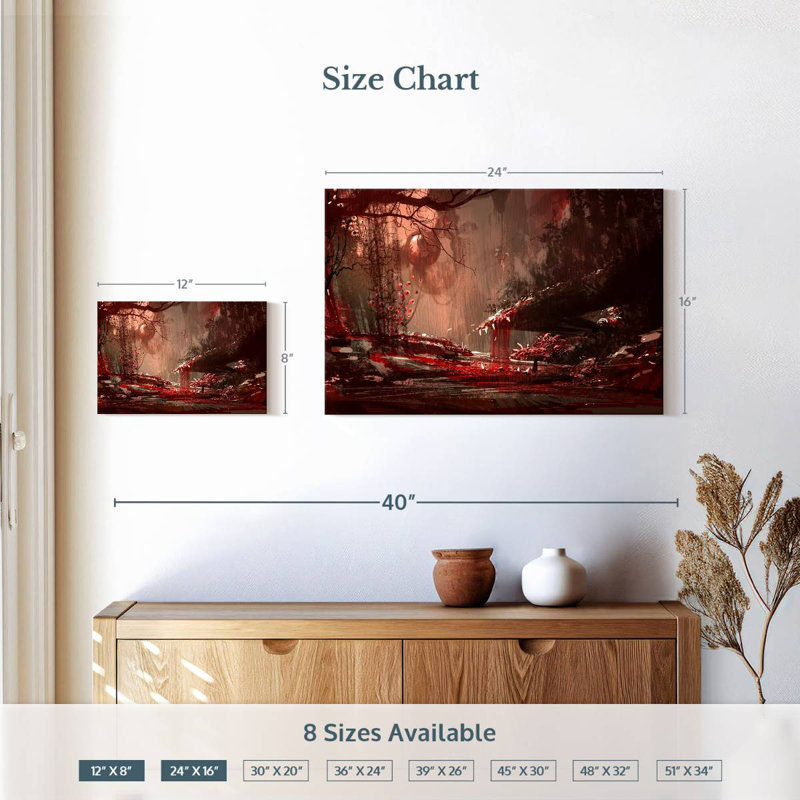 Kelan Blood Red Forest, 16" H x 24" W