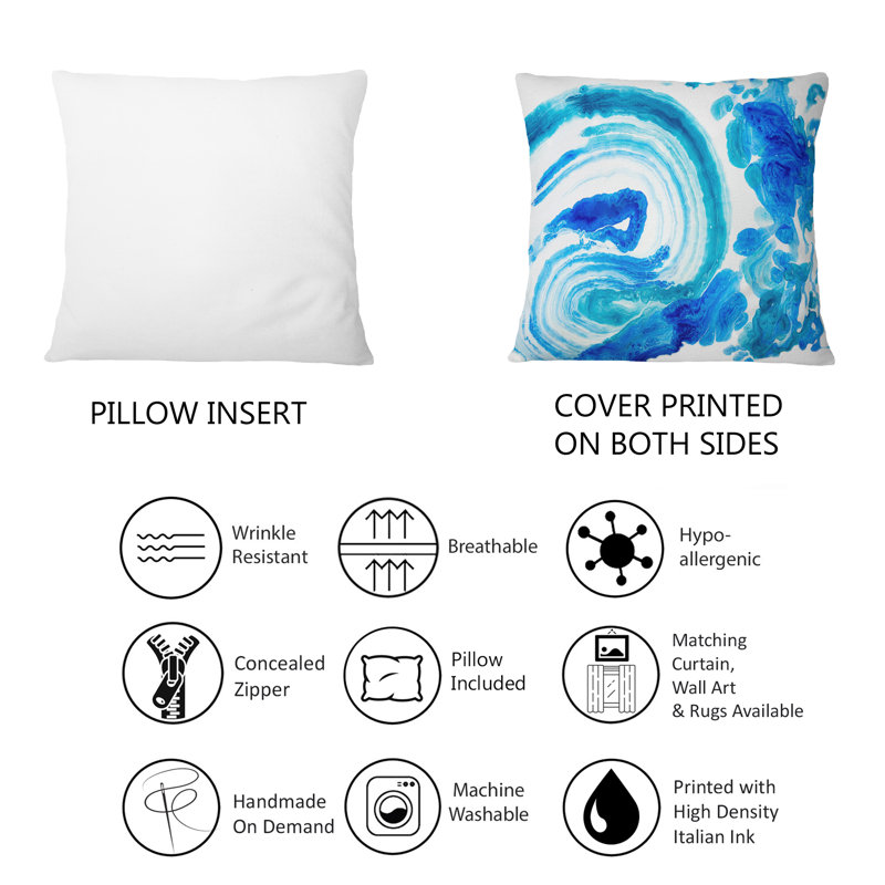 Coussin lombaire abstrait bleu et blanc