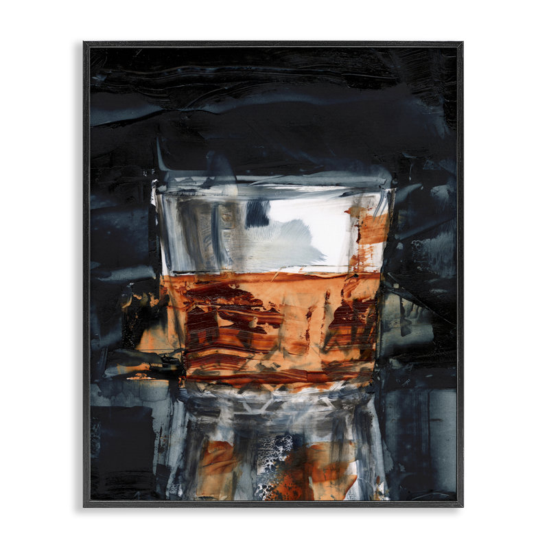  «Whiskey Glass Reflection», estampe numérique par Ethan Harper, H 20 po x l 16 po, Giclée encadrée noir minuit
