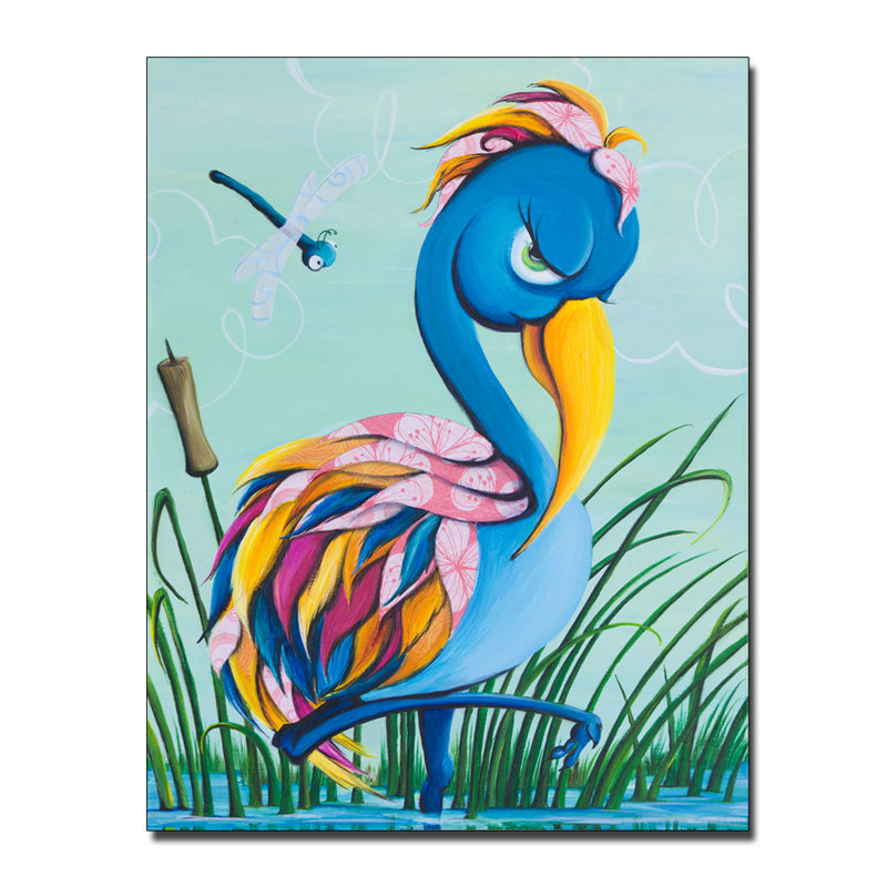« showbird », art sur toile, H 19 po x l 14 po x P 2 po