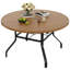 Table de salle à manger d'extérieur ronde durable avec texture grain de bois et trou pour parasol-132917121