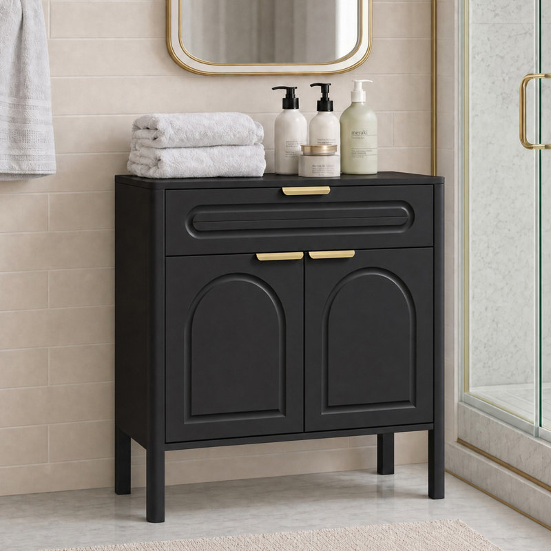 Armoires d'appoint avec portes et tiroirs, Black