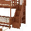 Lit superposé avec lit gigogne et escalier, lit superposé en bois massif avec tablettes de rangement, escalier et lumières DEL-460199396