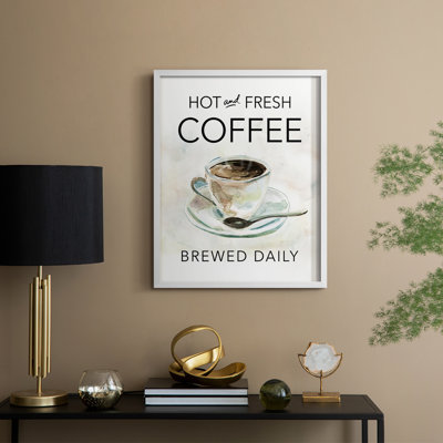 Hot and Fresh Coffee Framed Print - Solid Wood