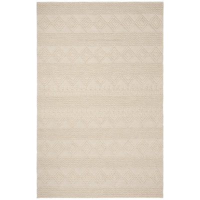 Natura Hand Woven Wool/Cotton Geometric Rug in Ivory