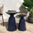 Modern Navy Blue Metal S/2 End Tables, Powder-coated Iron Frame, Design With Strong Pedestal Structure, 15"x15"x21.07" & 12"x12"x17.25", Assembly Required Table , Frame And Robust 15x15x21.07"