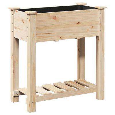 Garden Planter with Shelf Solid Fir Wood Outdoor Terrace Wooden