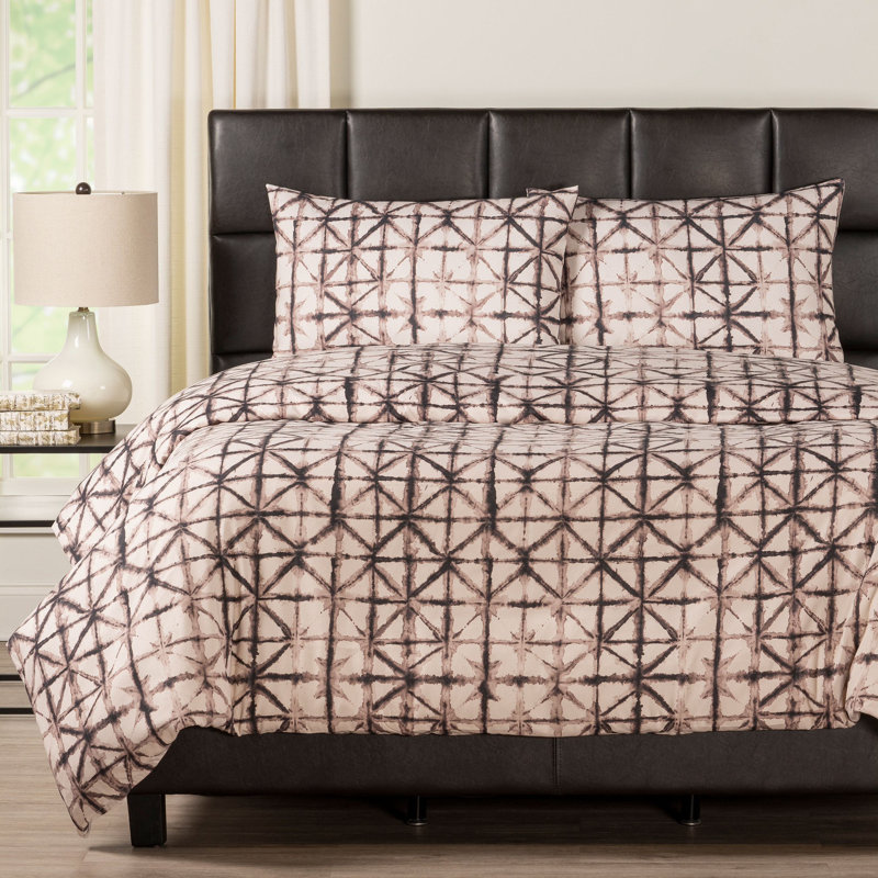 Reflection Polyester Windowpane Duvet Cover, Queen Duvet Cover + 2 Queen Shams