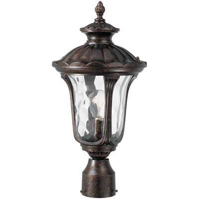 Tavira 1-Light Outdoor Vintage Bronze Lantern Head Post Mount with Water Glass
