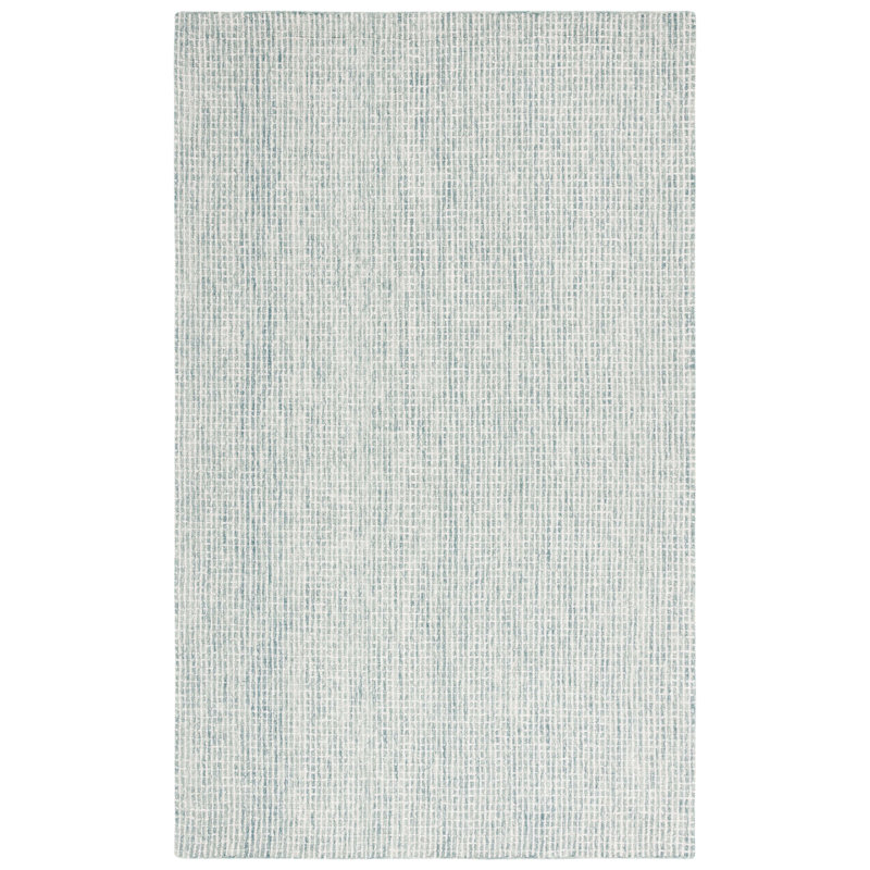 Ebony Hand Tufted Wool/Polyester Area Rug in Ivory/Green, Rectangle 3" x 5"