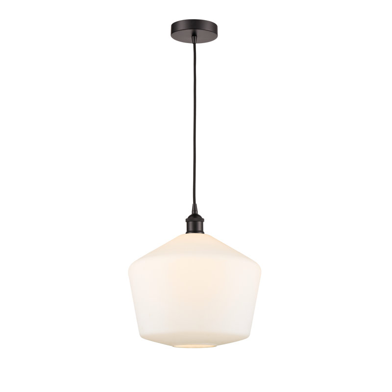 Luminaire suspendu 1 lumière Gabbie, Blanc mat, Bronze huilé