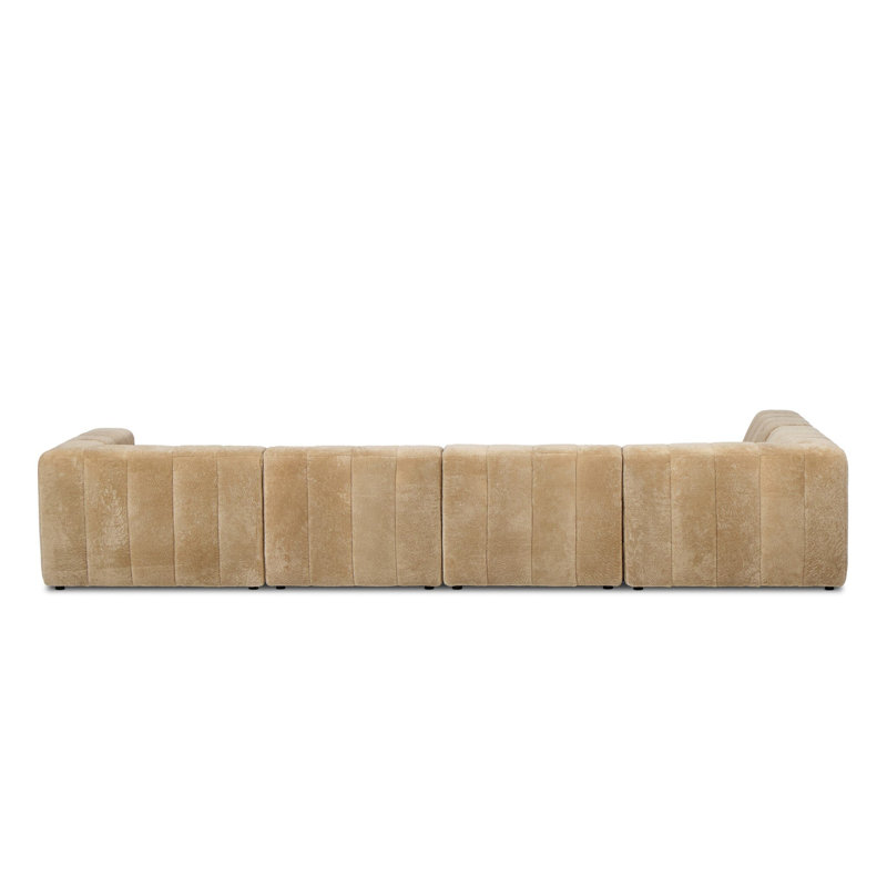 Curteria Upholstered 160 " Genuine Fur U-Shaped Sofa & Chaise, Right Hand Facing