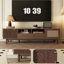 Console de télévision moderne de 75 pouces, rangement multifonctionnel à fermeture en douceur, tiroirs, pieds en bois massif, pour téléviseurs tendance, armoires de fermeture, pieds élégants rabattables