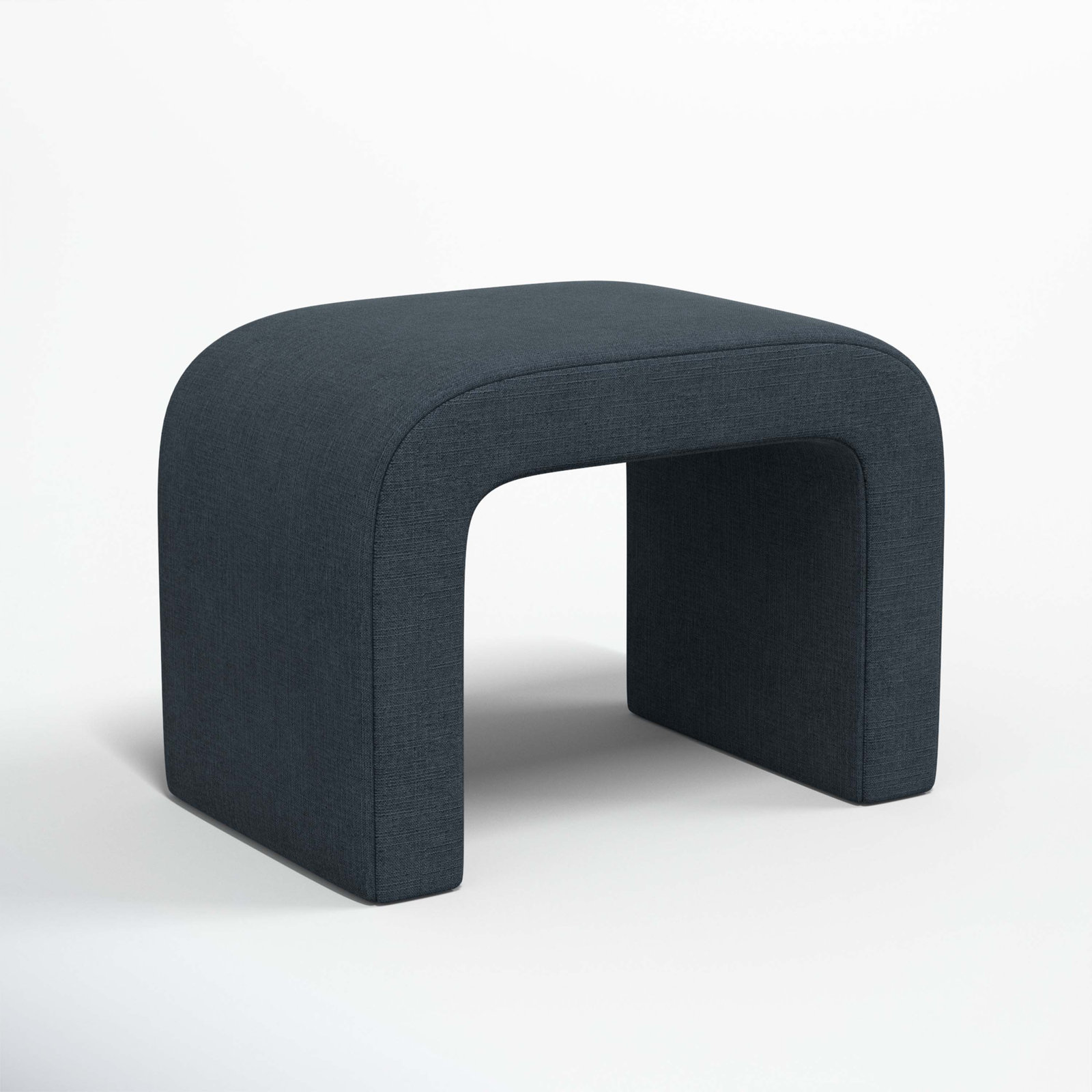 Barley 28" Wide Standard Ottoman, Classic Navy Linen