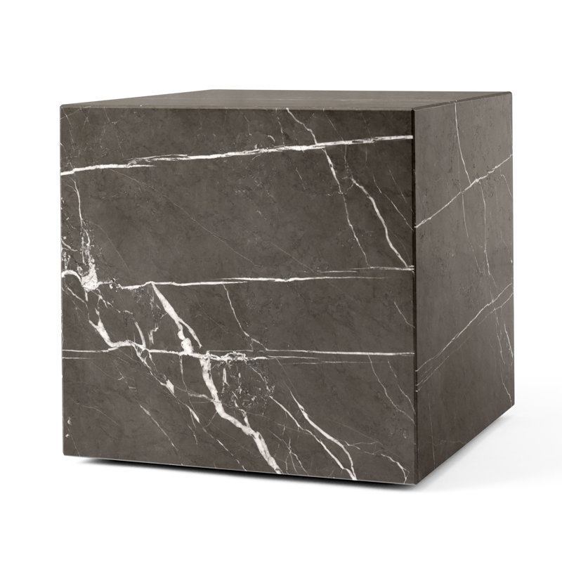Plinth Marble End Table, 15.7" H x 15.7" W x 15.7" D, Gray Kendzo