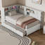 Lit de jour simple en bois avec tablettes de rangement, USB et lit gigogne-253392755