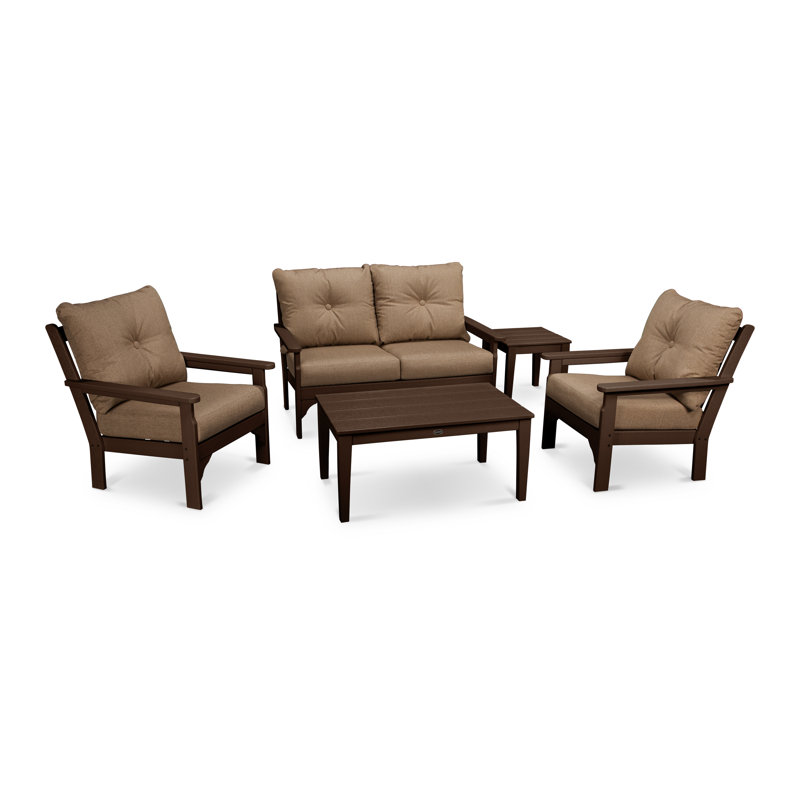 Vineyard 5-Piece Deep Seating Set, Mahogany, Black