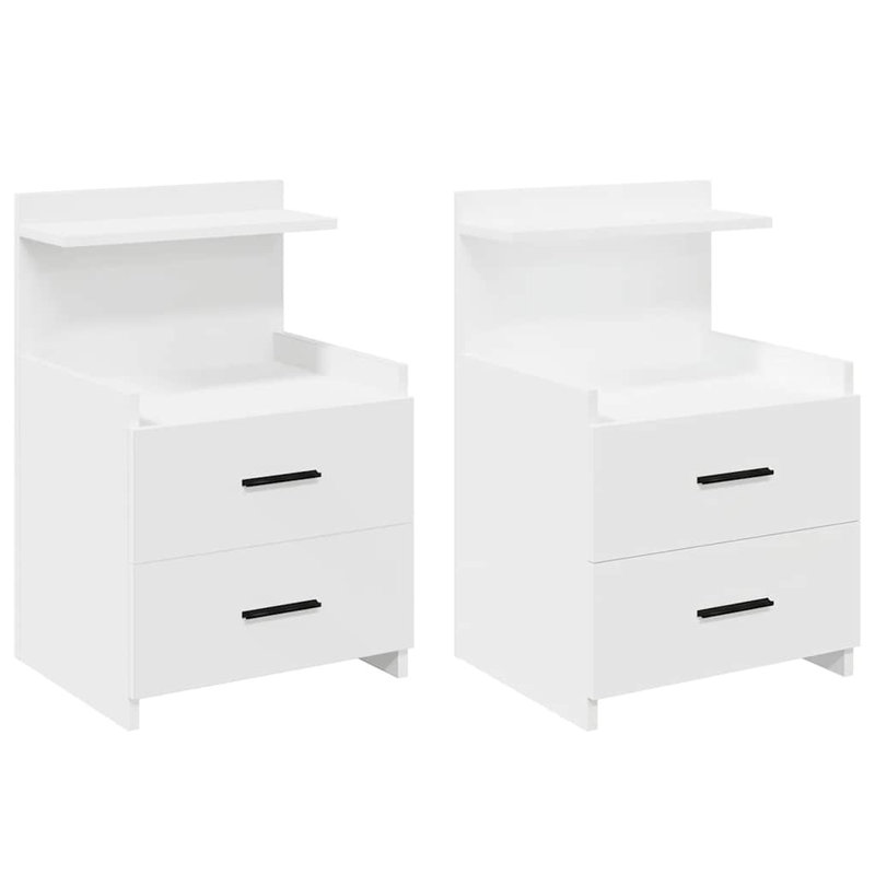 Bedside Cabinet With 2 Drawers 40X36.5X62 Cm, 2, White