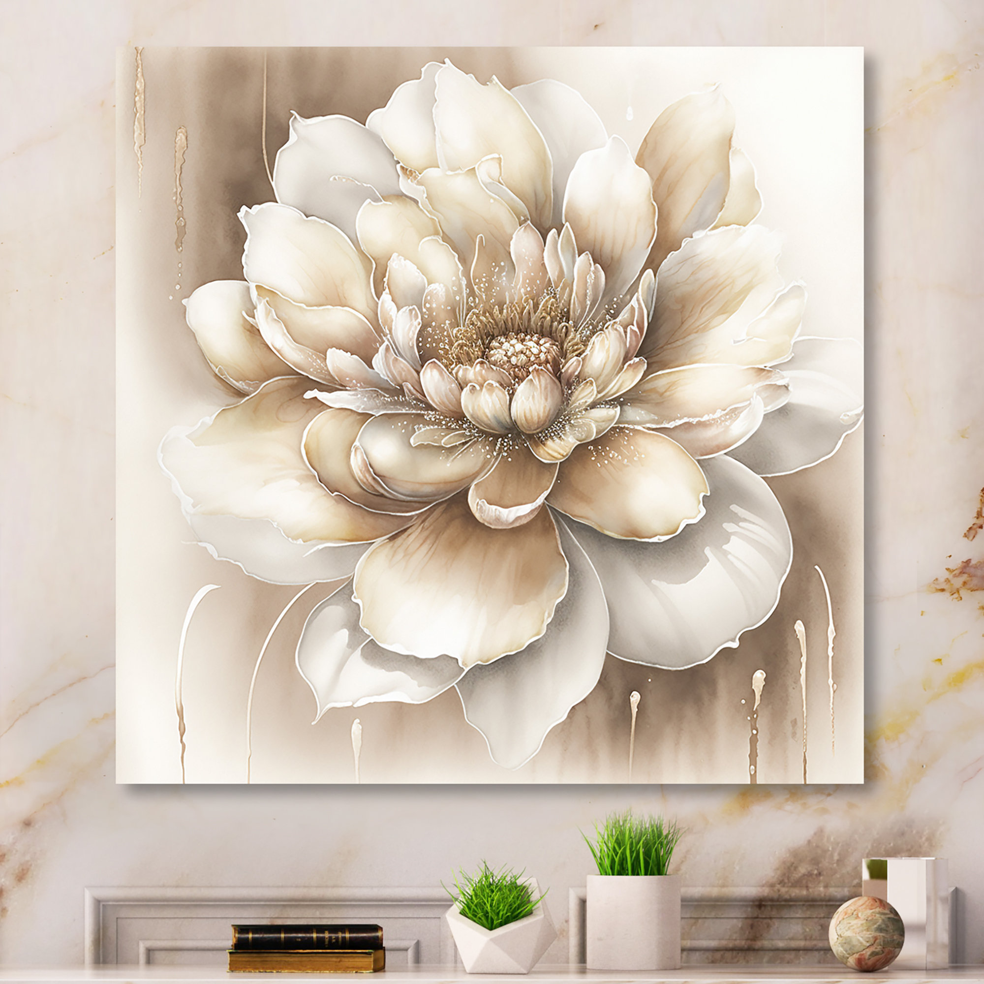 Sculpted Rose Canvas Art in Custom Colors to Match Nursery, Small