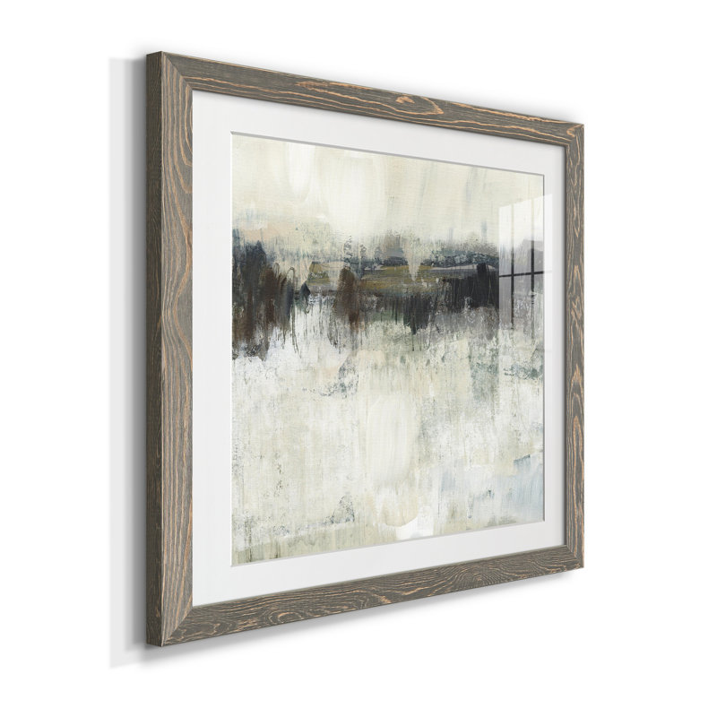 «Neutral Horizon Line I», reproduction encadrée de qualité supérieure - prête à être accrochée, Papier avec cadre gris, Blanc
