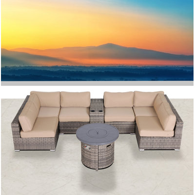 Alieyah Fully Assembled 8 Piece Sectional Seating Group With Sunbrella Cushion