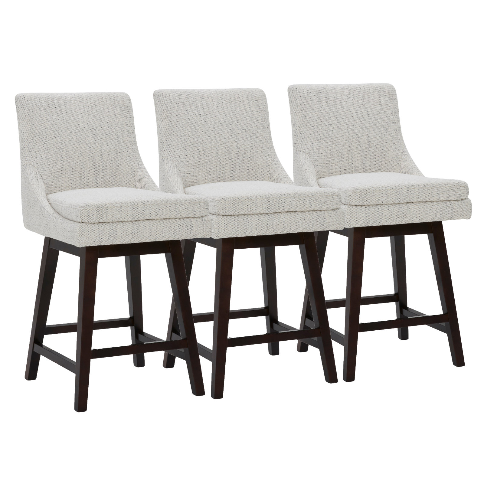 Zahara Neri Upholstered Swivel Counter Stool, Prestige Ivory Basketweave/Brown