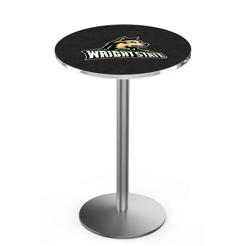 Round Metal Base Dining Table, Stainless Steel, Wright State University