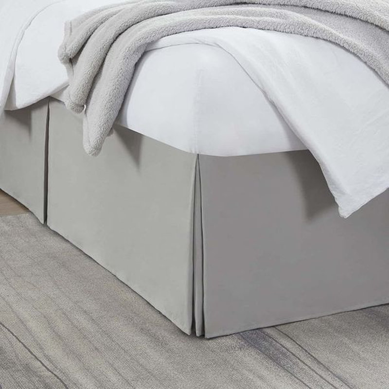 Light Gray Polyester Queen Split Corner Bedskirt