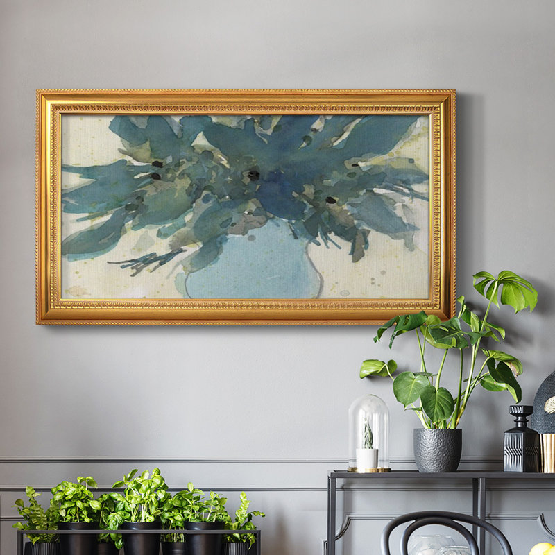 «Blue Vintage Charm II», peinture sur toile à cadre unique, H 25 po x l 45 po x P 1 po