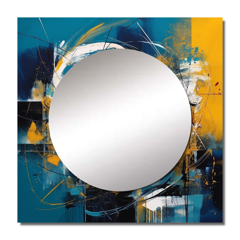 Mcgillivary - Art abstrait miroir mural carré en marbre, 29 po x 29 po