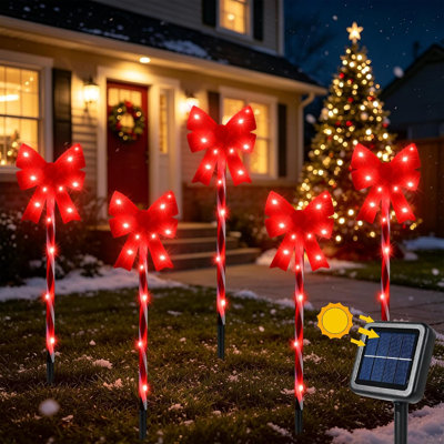 Guirlande de Noël guirlandes lumineuses avec piquets, lumières DEL étanches pour cour, jardin et allée