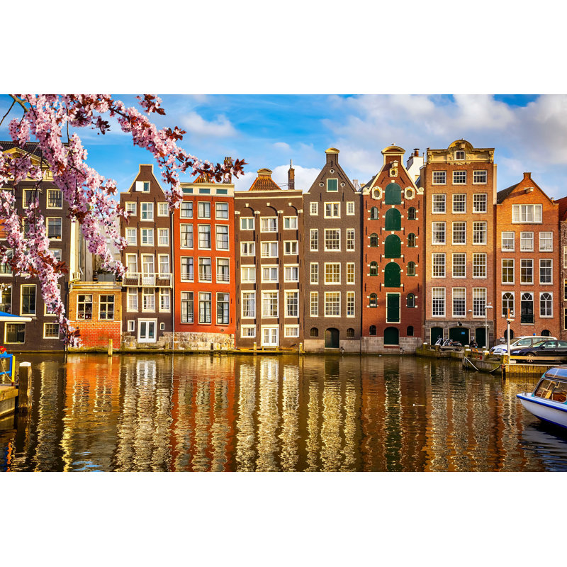 Vieux bâtiments à Amsterdam - Photographie sur toile tendue, H 8 po x l 12 po