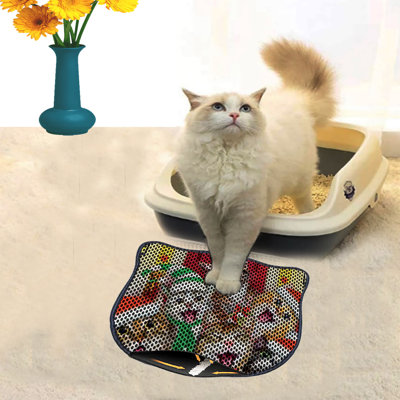 Tapis de litière durable pour chat, 15,7 po x 19,7 po | 50% PVC / 50% polyester, lavable à la machine et passer l'aspirateur | Parfait pour un nettoyage facile, conception antidérapante pour garder votre maison propre et fraîche, idéal pour les propriétaires d'animaux de compagnie