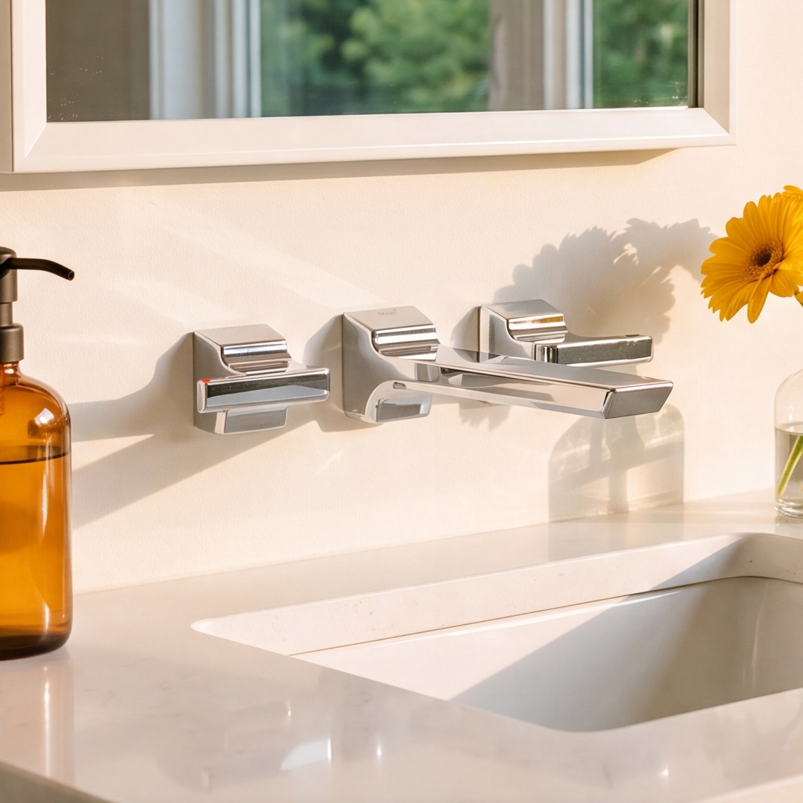 Pivotal® Double-Handle Wall Bathroom Faucet, Chrome