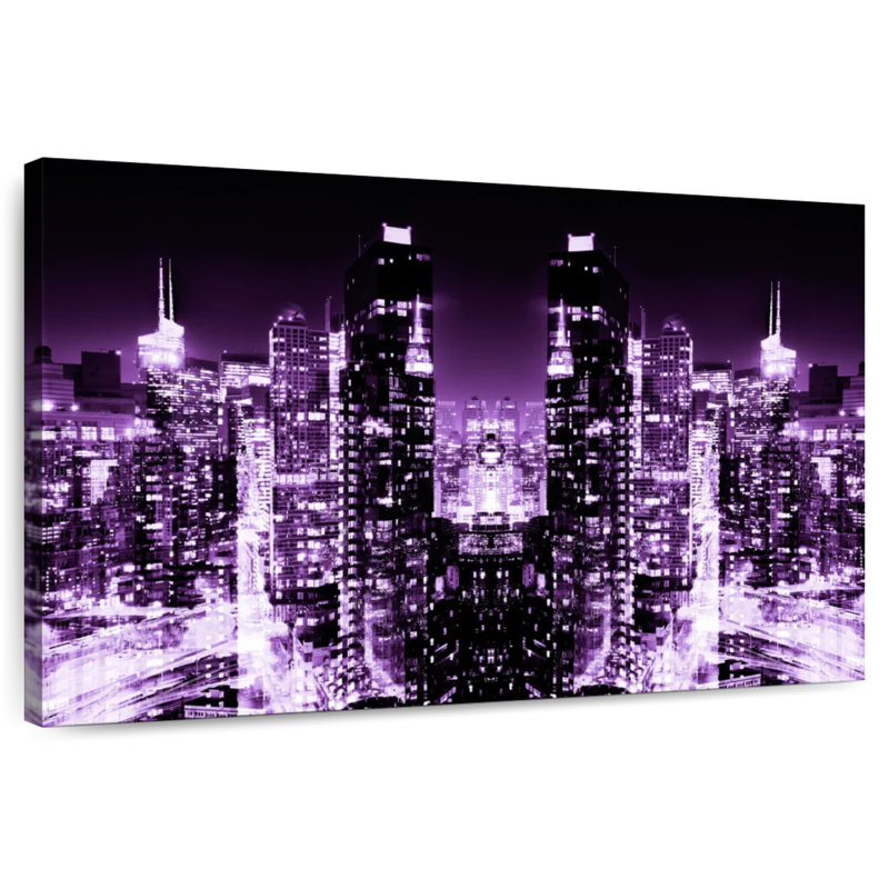 Ravi NYC Reflection - Night Skyline III, H 32 po x l 48 po