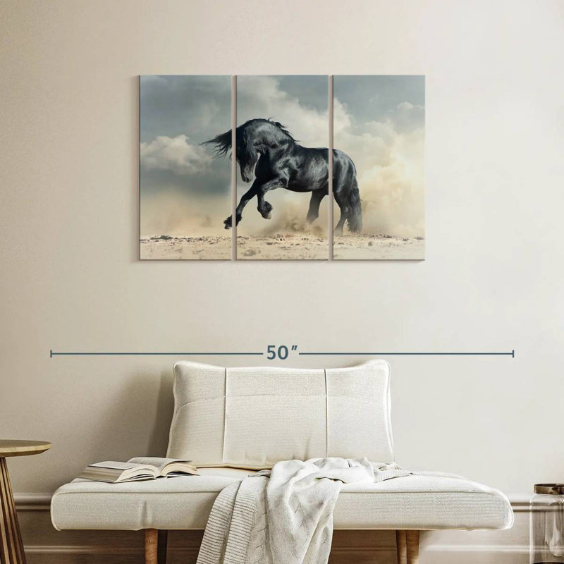 Brampt Powerful Black Stallion, 24" H x 38" W