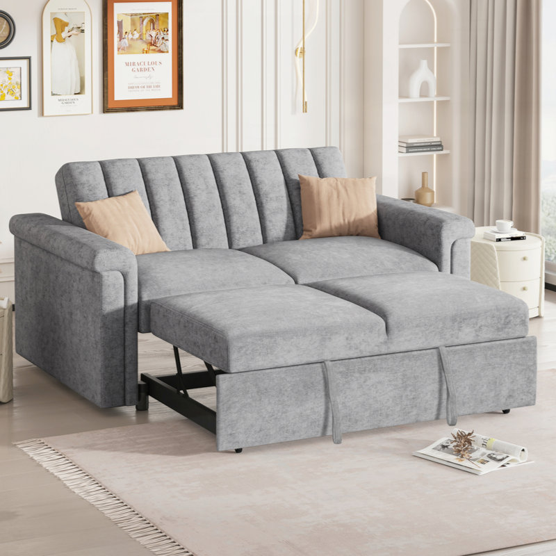Canapé convertible polyvalent, Gris, H 31,55 po x l 63,05 po x P 35,05 po
