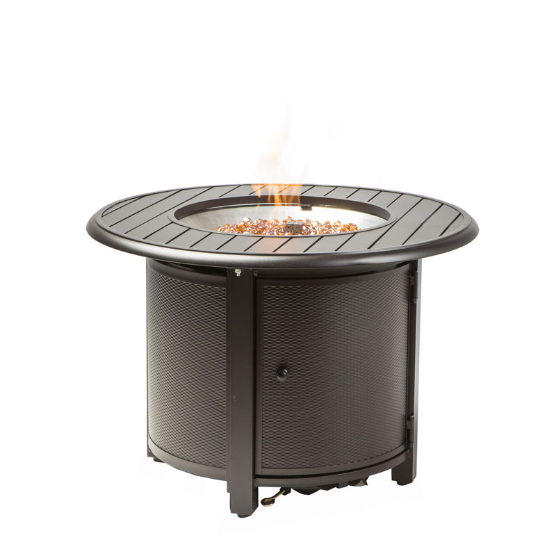 Black 36" Round Aluminum Gas Fire Pit Table