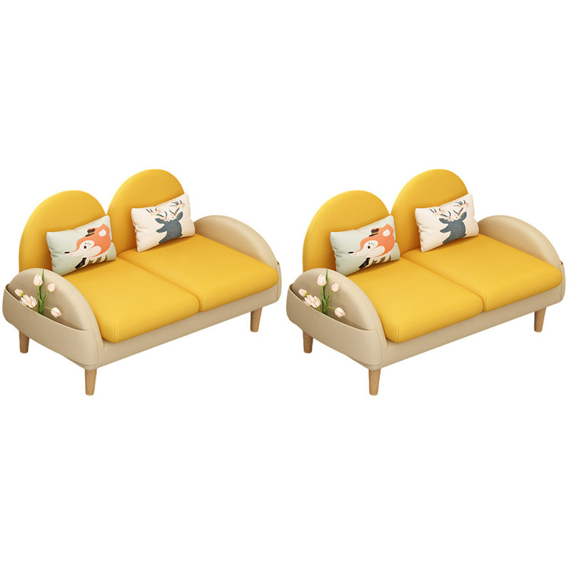 Casual Coffee Shop Dessert Shop Restaurant Bench Faux Leather Upholstered Bench, Yellow