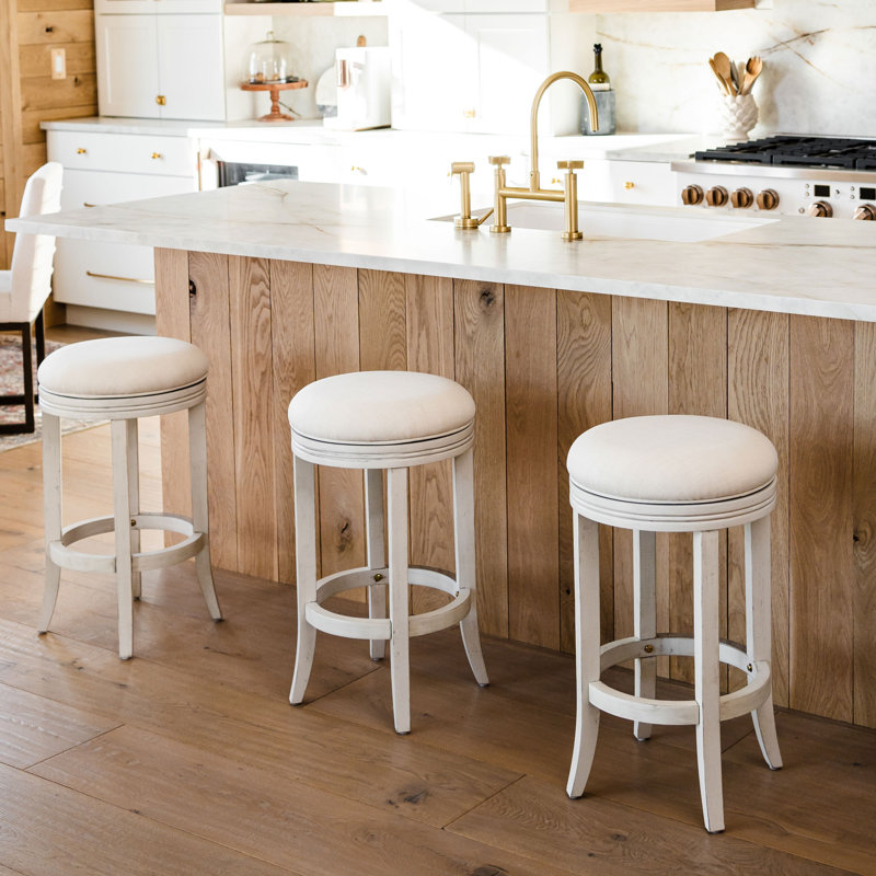 Eva Weathered Oak Round Backless Swivel Counter Stool