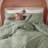 100% Washed Cotton Comforter Set Twin Size – Sage Green, Linen-Like Texture, Soft & Breathable Bedding Set, 3-Piece Durable Percale Comforter-123119593-123119597