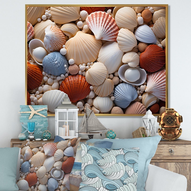 «Beach Photo Seashell Symphony III», reproduction d'art sur toile, Or, H 30 po x l 40 po x P 1,5 po