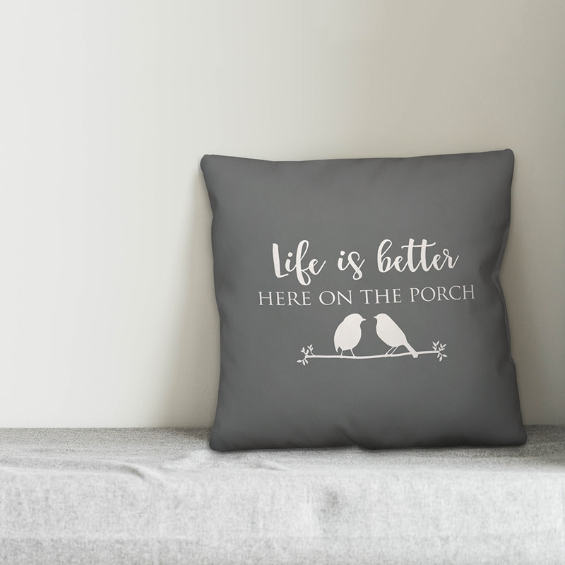 Outdoor Throw Pillow, Gray/White, 18" x 18"