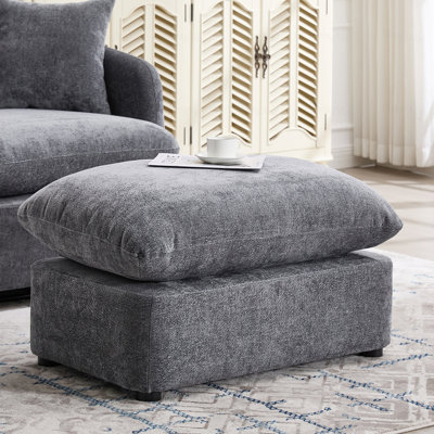 Fauteuil d'appoint pivotant surdimensionné de 46,1 po avec repose-pieds pivotant, siège large de 37,8 po pour les personnes lourdes, fauteuil d'appoint avec 3 coussins de salon, chenille