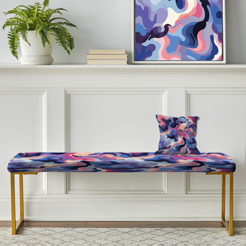 Iriee - Camouflage Upholstered Gold Bench