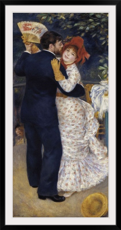 Danse à la campagne par Pierre-Auguste Renoir - reproduction, Cadre noir, H 38 po x l 22 po x P 1 po