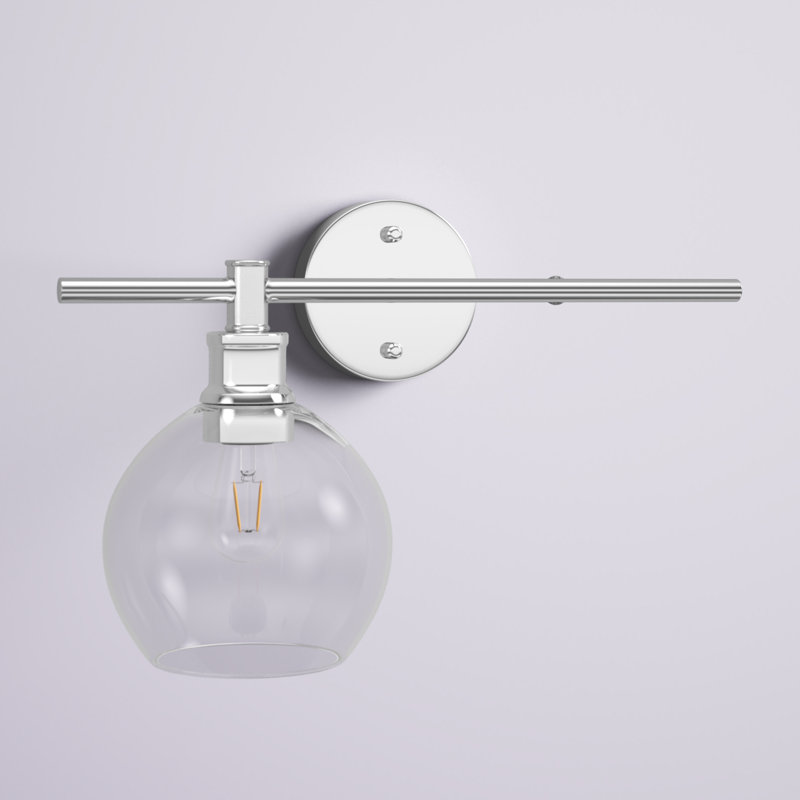 Applique murale de salle de bain 1 lumière Drinkard, Transparent, Chrome